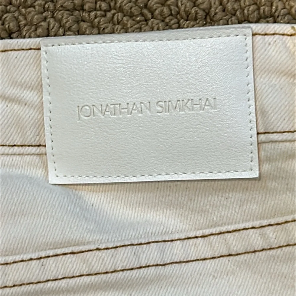 Jonathan Simkhai River High Rise Straight Leg Jeans in Ecru 32 Distressed - Picture 11 of 15